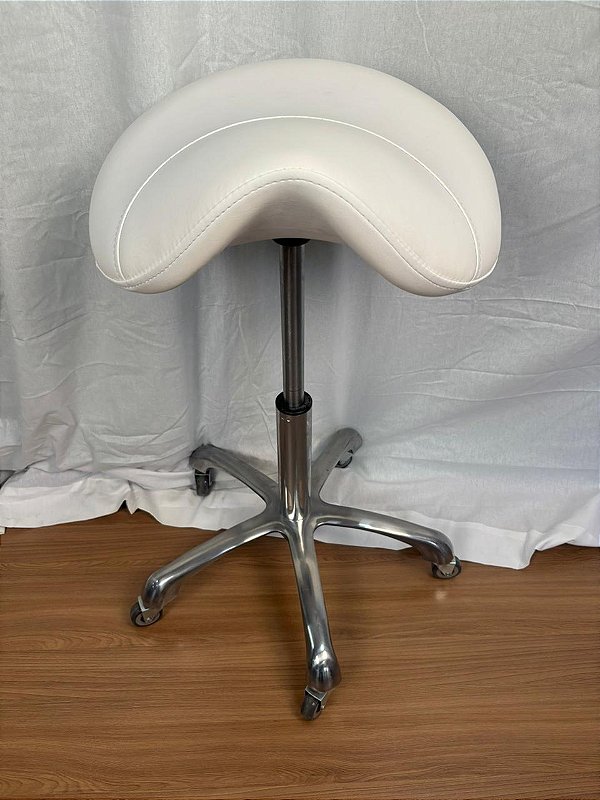 Mocho Sela Fixo Assento Ergonômico Giratório - Akmed - Branco - Showroom