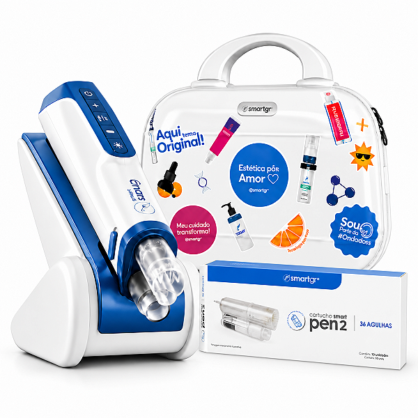 Smart Pen 2 Caneta de Microagulhamento + Frasqueira + Cartucho 36 Pontas