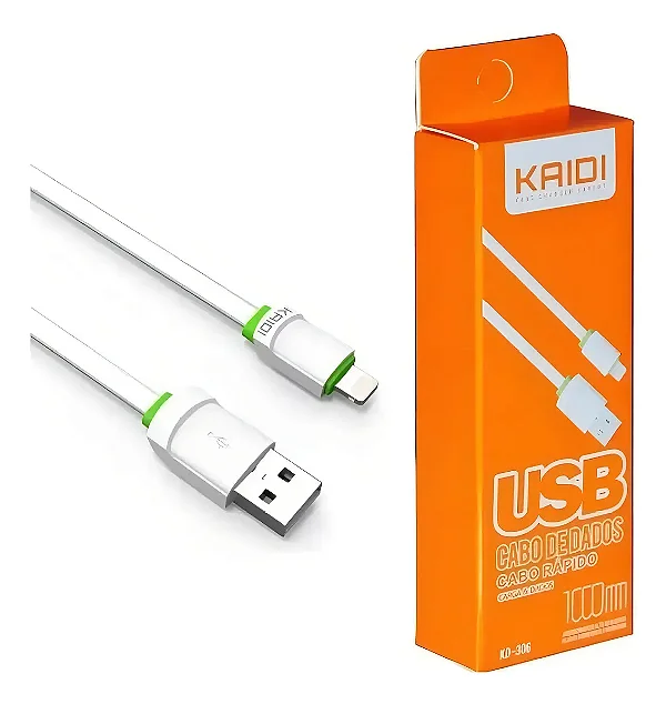 Cabo USB Kaidi Tipo C 1m Branco KD-306