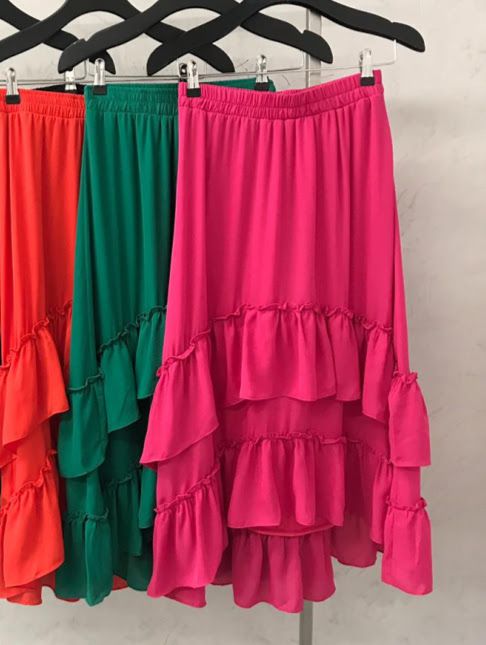 Bazar | La Choocolê - SAIA CHIFFON COM BABADOS COM  ELASTICO NA CINTURA -  ref.: 29137