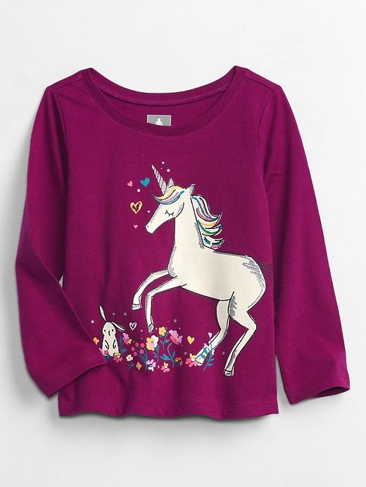 CAMISETA MANGA LONGA GAP - UNICÓRNIO - MENINA