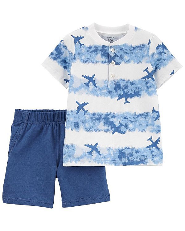 CONJUNTO VERÃO 2 PEÇAS CARTER'S - AVIÃO AZUL - MENINO