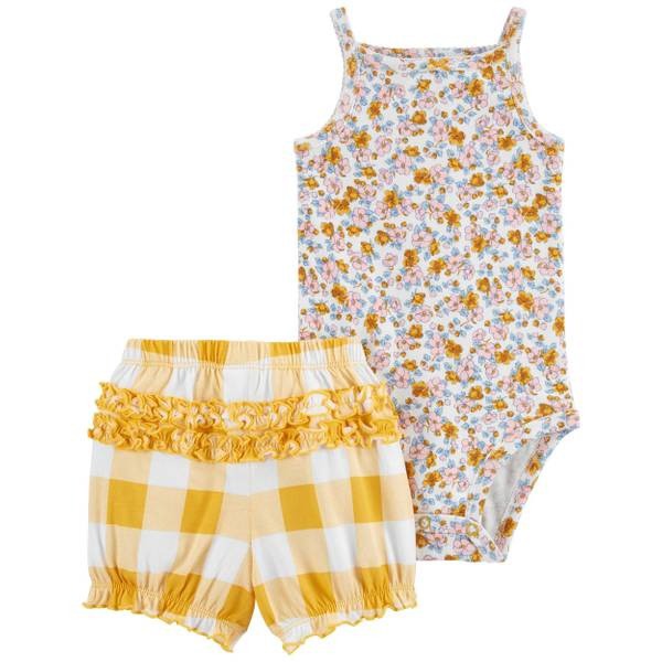 CONJUNTO VERÃO 2 PEÇAS CARTER'S - FLORAL XADREZ - MENINA