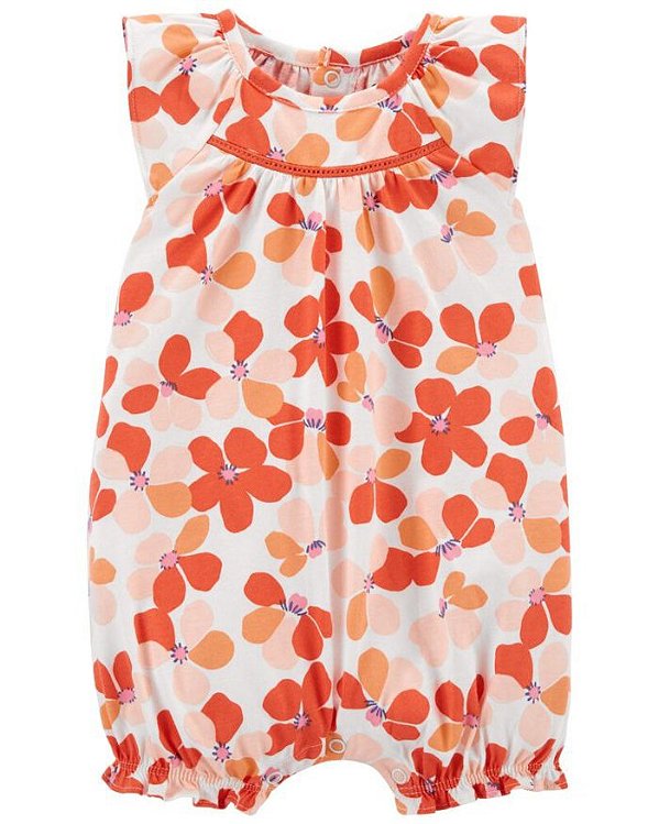 MACACÃO ROMPER CARTER'S - FLORAL LARANJA - MENINA