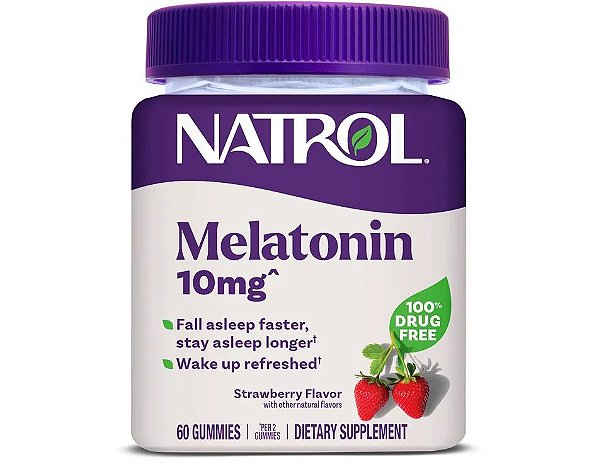 MELATONINA EM GOMA NATROL STRAWBERRY - 60 GUMMIES ADULTO 10mg
