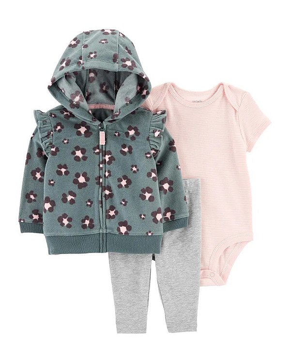 CONJUNTO FLEECE 3 PEÇAS CARTER'S - LEOPARDO - MENINA