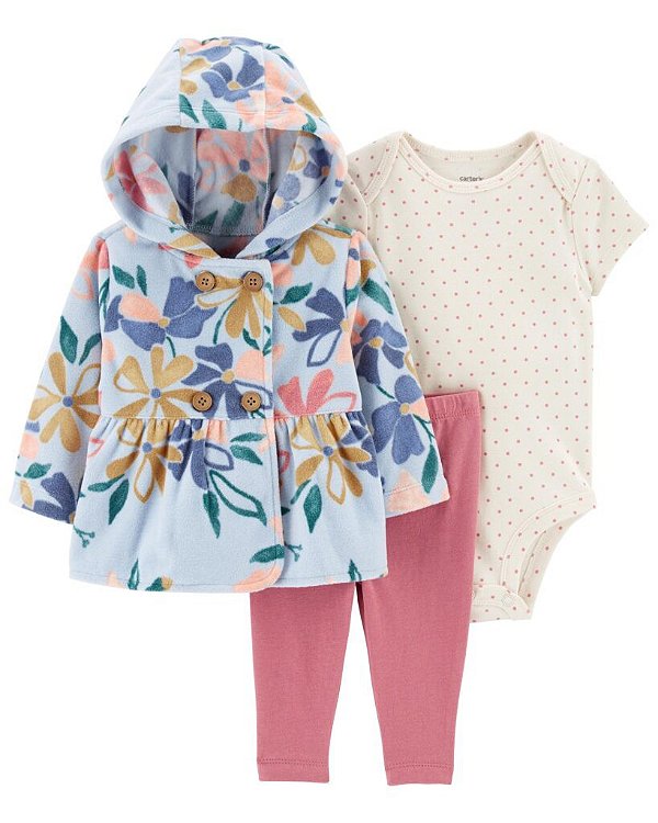 CONJUNTO FLEECE 3 PEÇAS CARTER'S - FLORAL - MENINA