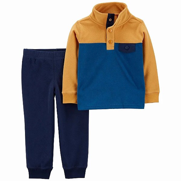 CONJUNTO 2 PEÇAS  FLEECE  CARTER'S - AMARELO E AZUL - MENINO