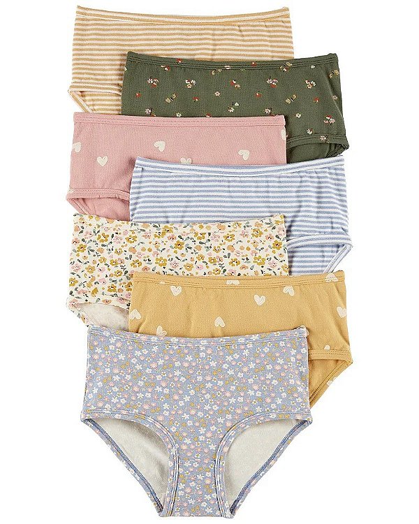 KIT 7 CALCINHAS CARTER'S - FLORAL E LISTRADAS - MENINA