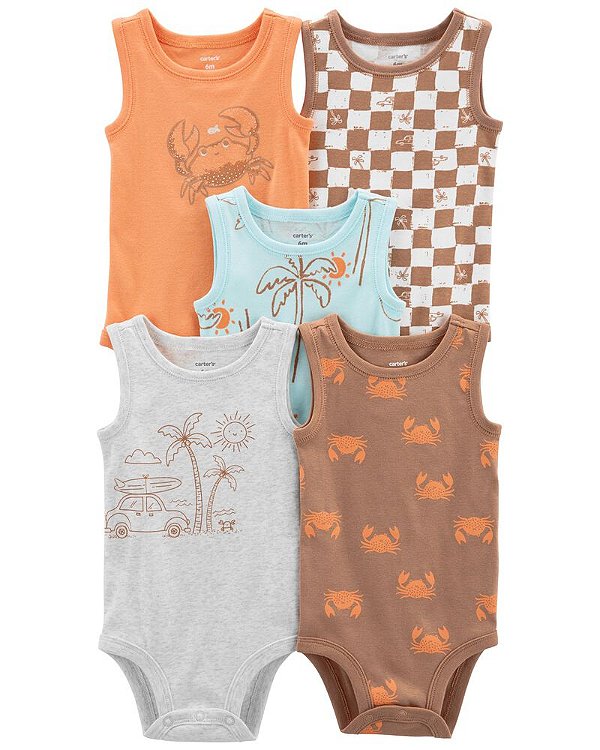 KIT 5 BODIES REGATA CARTER'S - BEACH - MENINO