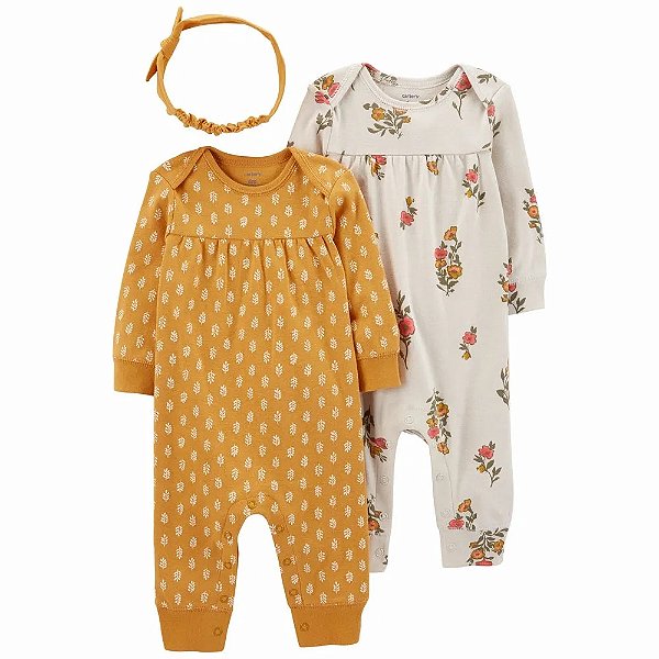 KIT 2 MACACÕES  CARTER'S - FLORAL - MENINA