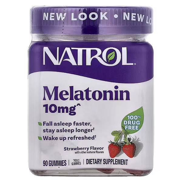 MELATONINA EM GOMA NATROL STRAWBERRY - 90 GUMMIES ADULTO 10mg