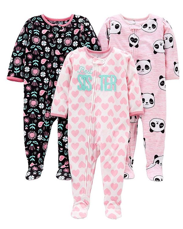 KIT 3 MACACÕES FLEECE SIMPLE JOYS made by CARTER'S - BEST SISTER - MENINA