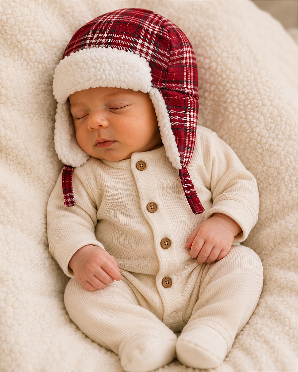 TOUCA FORRADA CARTER'S - XADREZ - 0-3MESES - MENINO