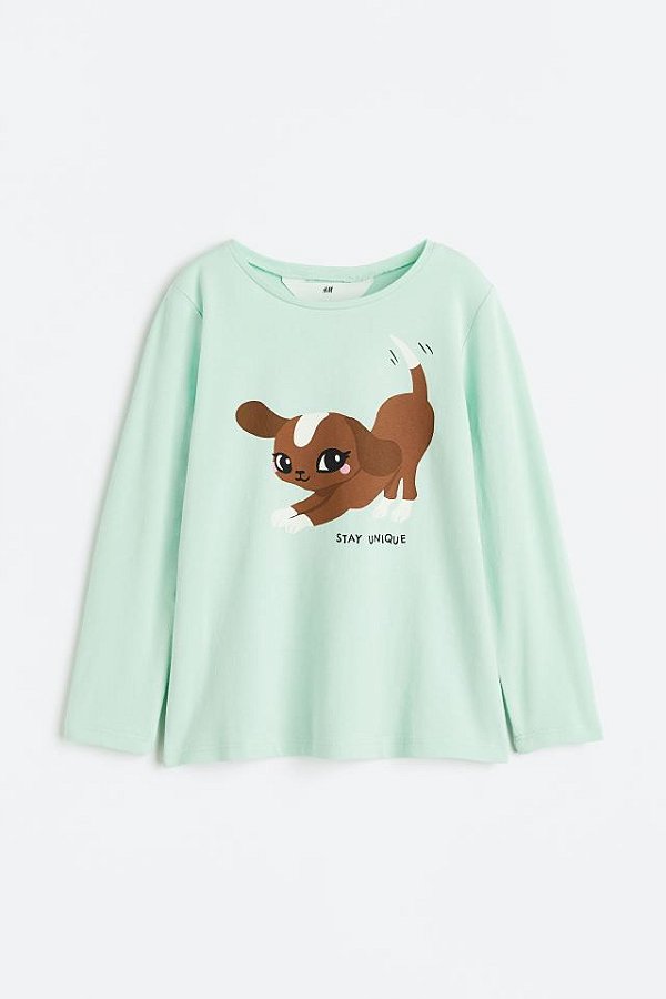 CAMISETA MANGA LONGA H&M - DOG - MENINA