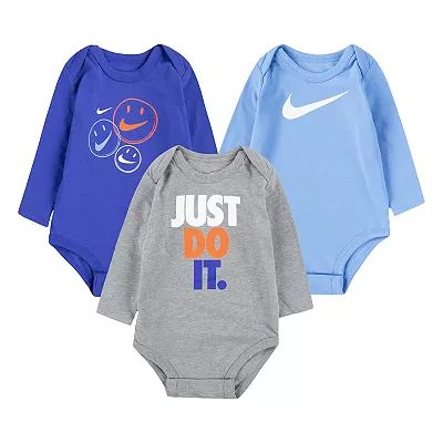 KIT 3 BODIES MANGA LONGA NIKE - AZUL - MENINO