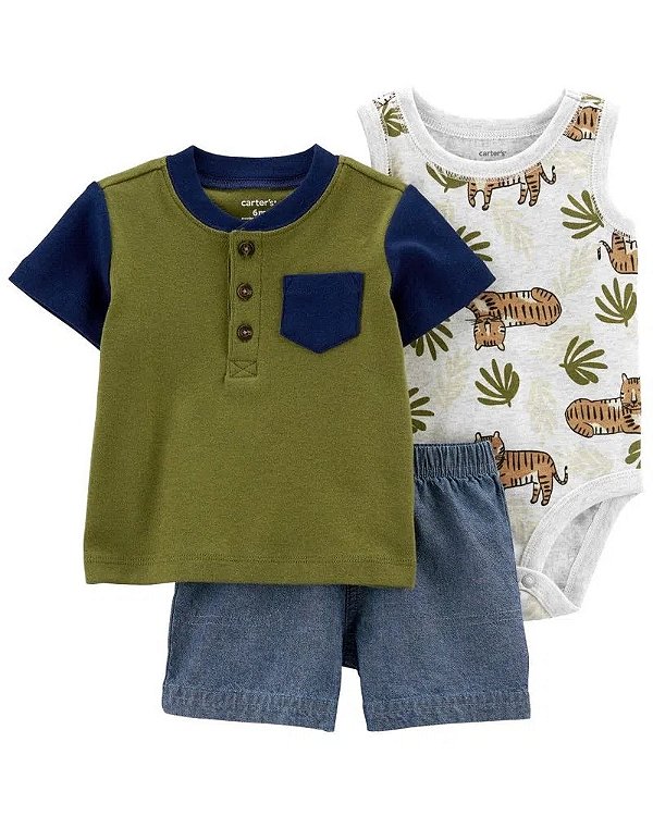 CONJUNTO VERÃO 3 PEÇAS CARTER'S - TIGRE  - MENINO