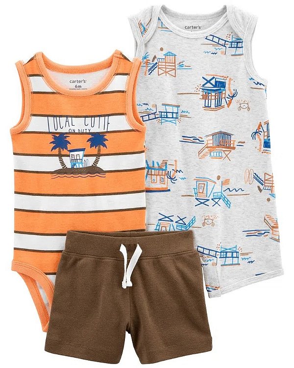 CONJUNTO VERÃO 3 PEÇAS CARTER'S - TROPICAL  - MENINO