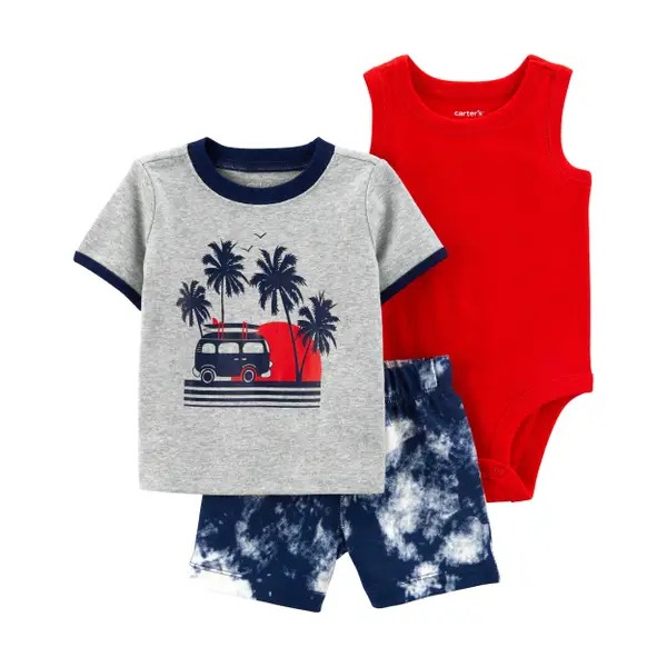 CONJUNTO VERÃO 3 PEÇAS CARTER'S - COQUEIROS - MENINO