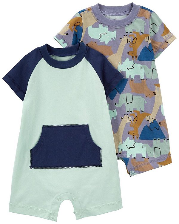 KIT 2 MACACÕES ROMPERS CARTER'S - ANIMAIS - MENINO