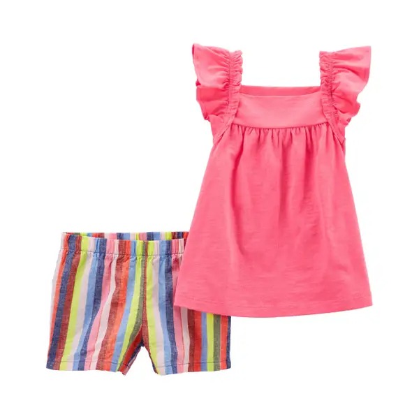 CONJUNTO VERÃO 2 PEÇAS CARTER'S - ROSA LISTRADO -  MENINA