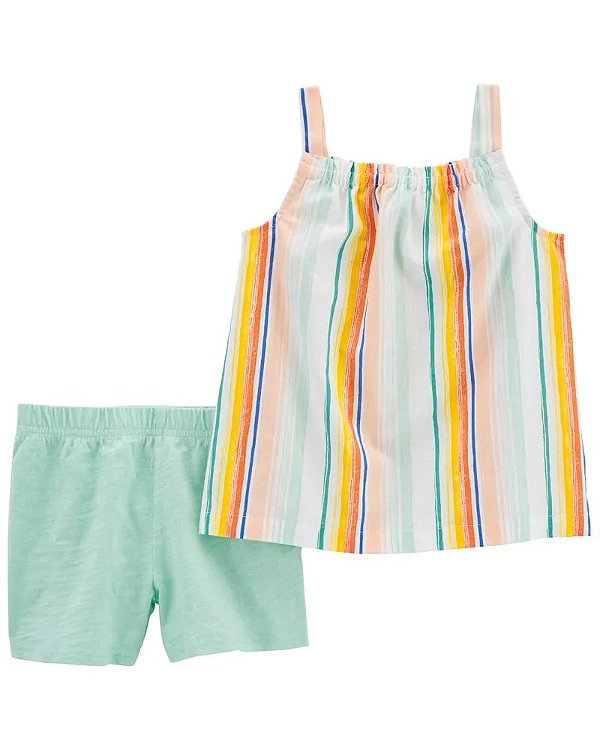 CONJUNTO VERÃO 2 PEÇAS CARTER'S - LISTRAS COLORIDAS -  MENINA