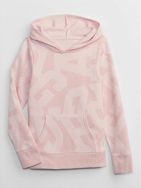 MOLETOM FLANELADO GAP - LOGO ROSINHA - MENINA