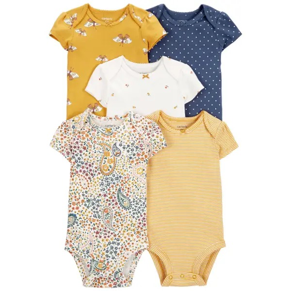 KIT 5 BODIES MANGA CURTA CARTER'S - FLORAL - MENINA