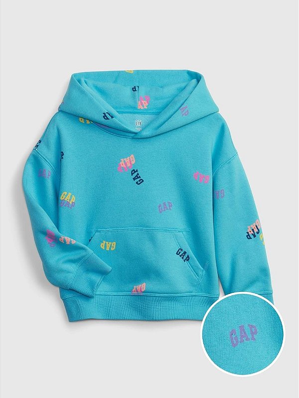 MOLETOM FLANELADO GAP - AZUL LOGO - MENINA