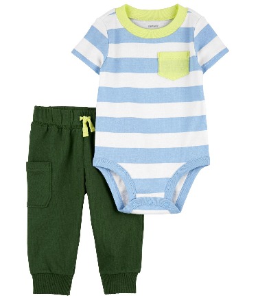 CONJUNTO 2 PEÇAS CARTER'S - LISTRAS AZUL CLARO - MENINO