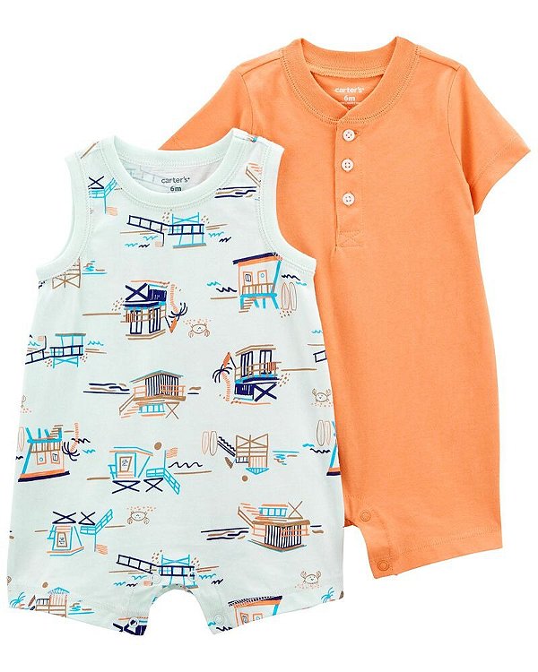 KIT 2 MACACÕES ROMPERS CARTER'S - TROPICAL - MENINO