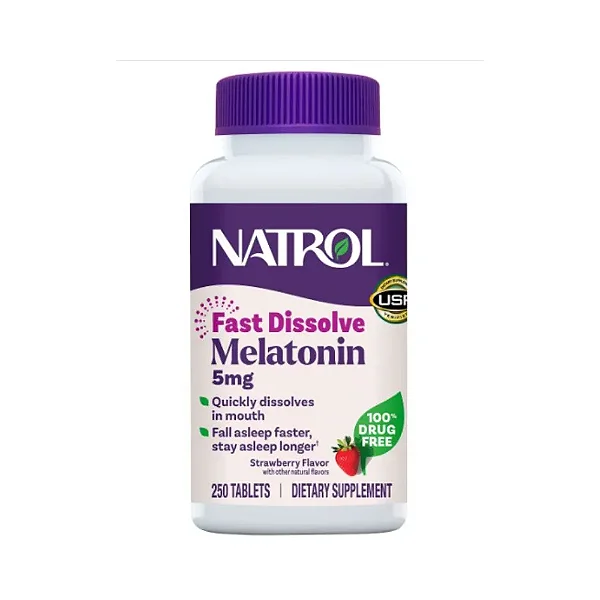 MELATONINA EM TABLET NATROL - STRAWBERRY - 250 TABLETS 5mg