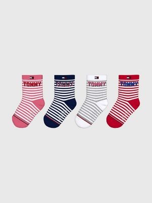 KIT 4 MEIAS TOMMY HILFIGER - LISTRADINHA COLORIDA - MENINA