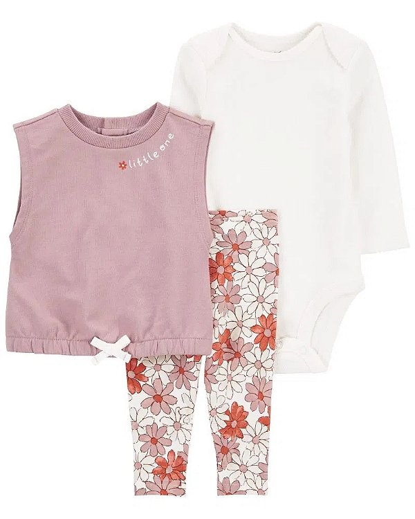 CONJUNTO COLETE 3 PEÇAS CARTER'S - FLORAL - MENINA