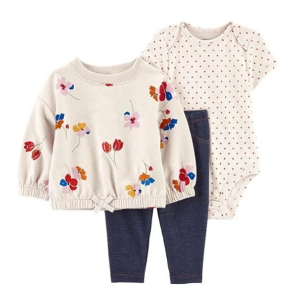 CONJUNTO 3 PEÇAS CARTER'S - FLORAL - MENINA
