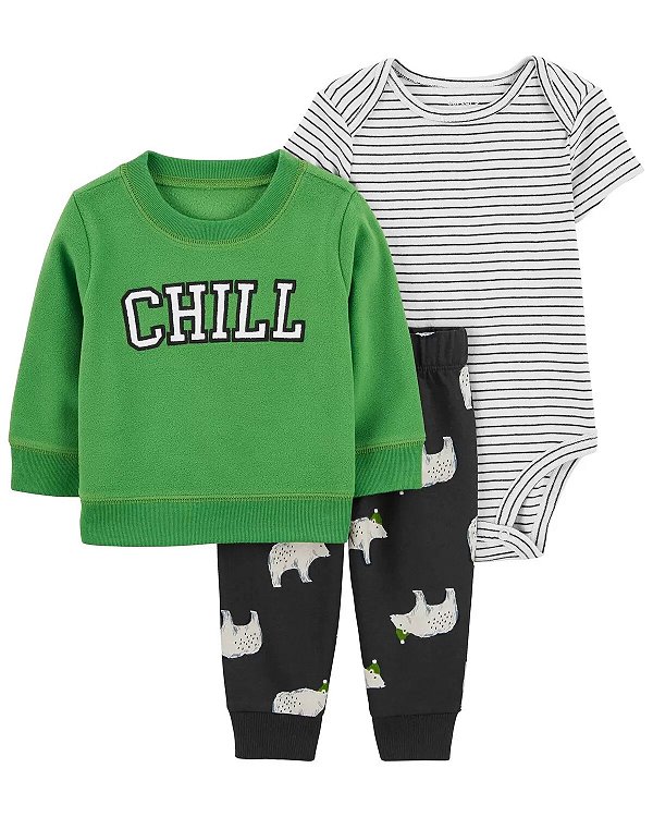 CONJUNTO 3 PEÇAS  FLEECE CARTER'S - URSO - MENINO