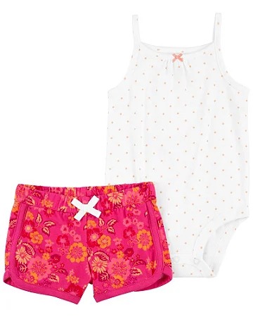 CONJUNTO VERÃO 2 PEÇAS CARTER'S - FLORAL E POÁ - MENINA