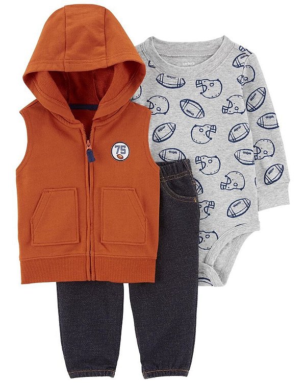 CONJUNTO COLETE 3 PEÇAS CARTER'S - FUTEBOL AMERICANO 75 - MENINO