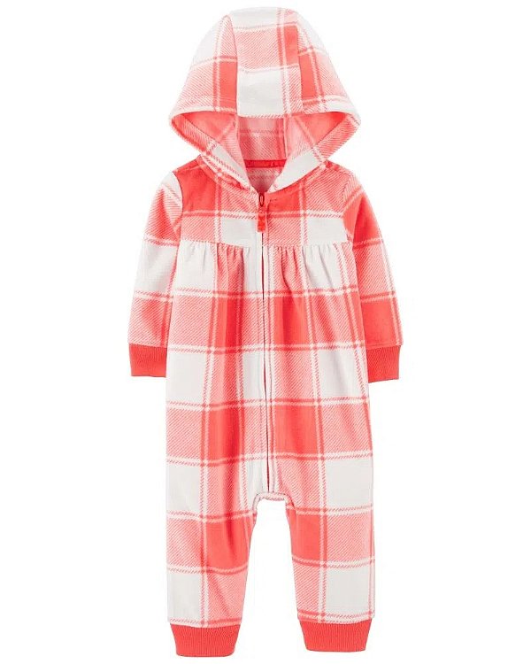 MACACÃO FLEECE CARTER'S - XADREZ ROSA - MENINA