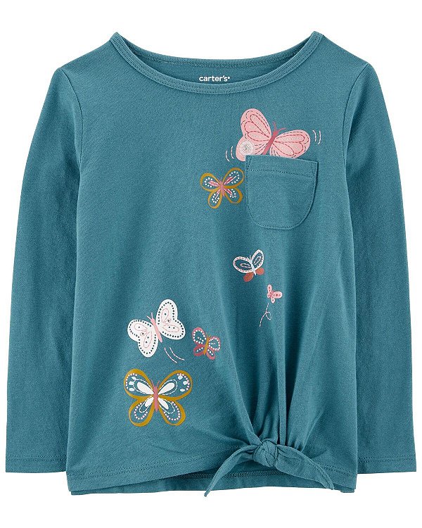 CAMISETA MANGA LONGA CARTER'S - BORBOLETAS - MENINA