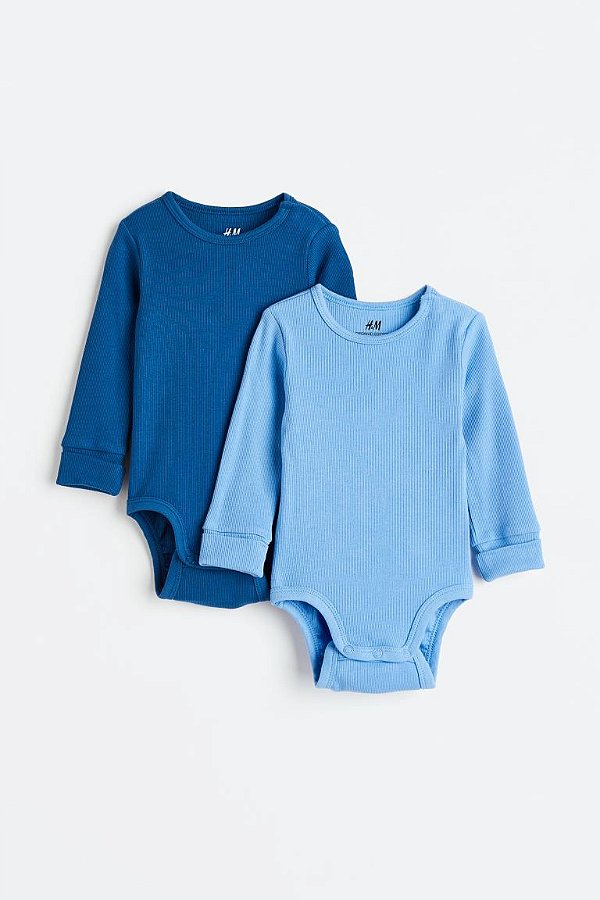 KIT 2 BODIES MANGA LONGA H&M - AZUL - MENINO