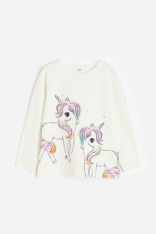CAMISETA MANGA LONGA H&M - UNICÓRNIO - MENINA