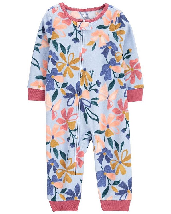 MACACÃO FLEECE CARTER'S - FLORAL AZUL - MENINA