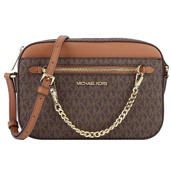 BOLSA TRANSVERSAL JET SET MICHAEL KORS - LOGO BROWN