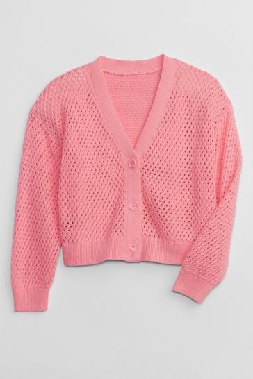 CARDIGAN EM FIO GAP KIDS - ROSA - MENINA