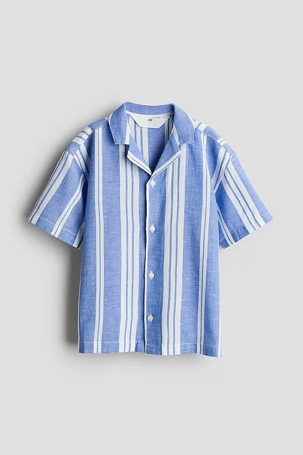 CAMISA MANGA CURTA H&M - LISTRAS AZUIS - MENINO