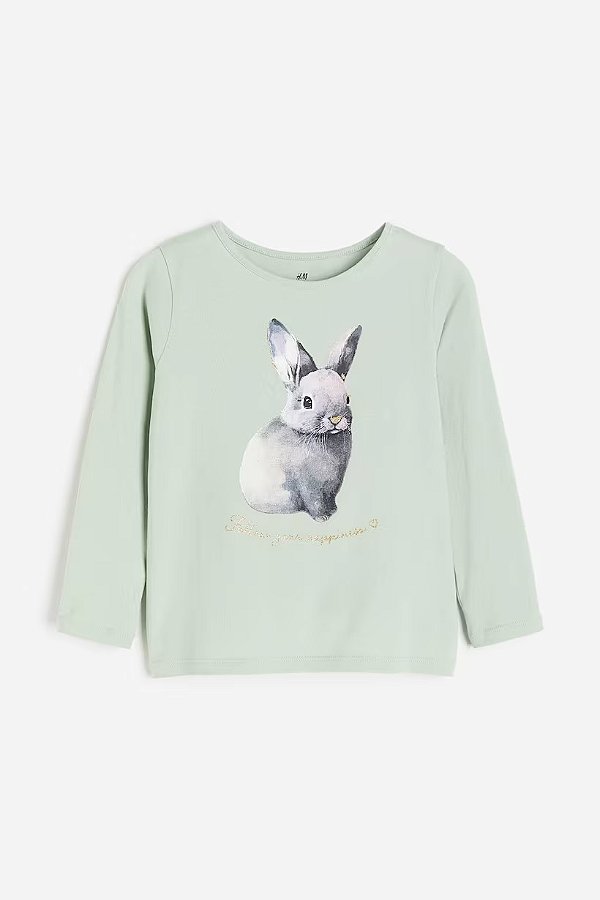 CAMISETA MANGA LONGA H&M - COELHO - MENINA