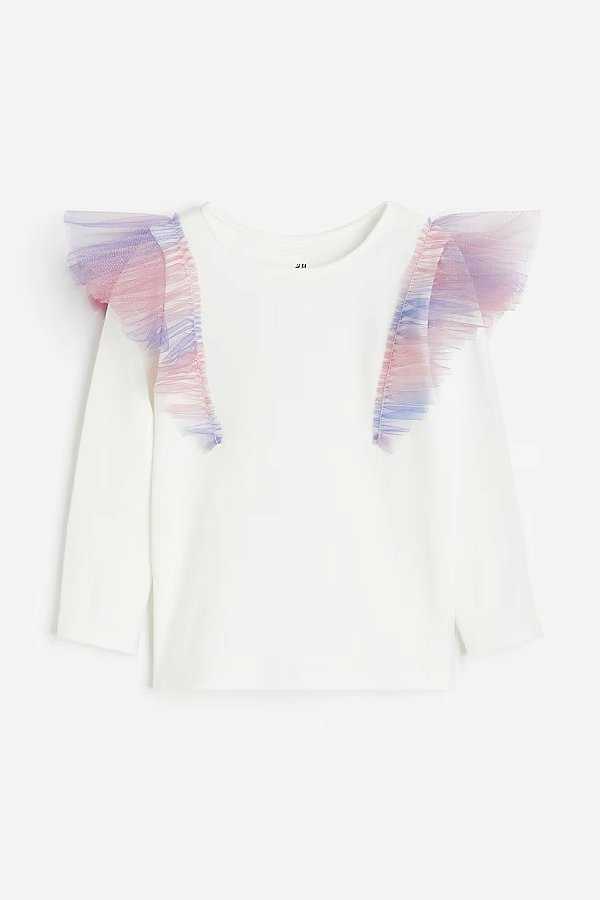 CAMISETA MANGA LONGA H&M - TULE RAINBOW - MENINA