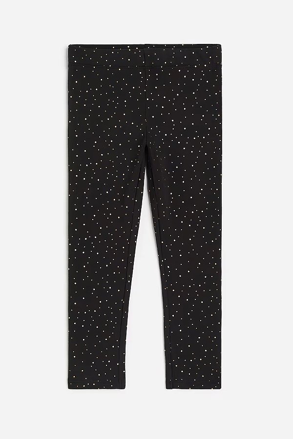 CALÇA LEGGING FLANELADA H&M - PRETA COM BRILHO - MENINA