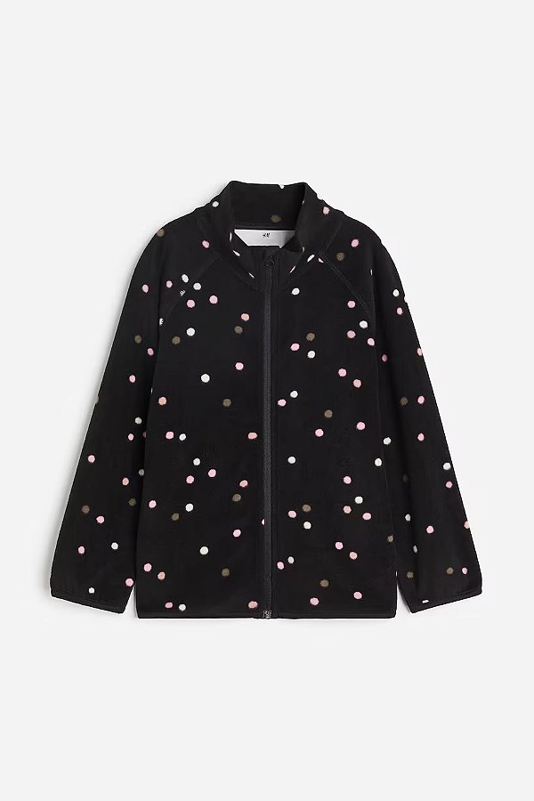 CASACO FLEECE H&M KIDS - PRETO - MENINA